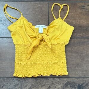 Urban Heritage Mustard Smocked Crop Top